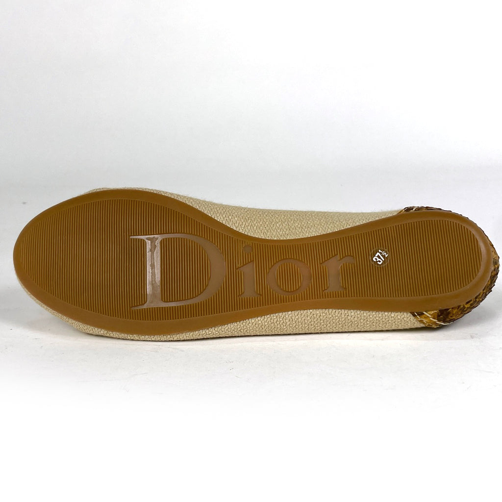 クリスチャンディオール ロゴ パンプス フラットシューズ バレエシューズ 靴 パンプス ファブリック ベージュ レディース 【中古】brbag