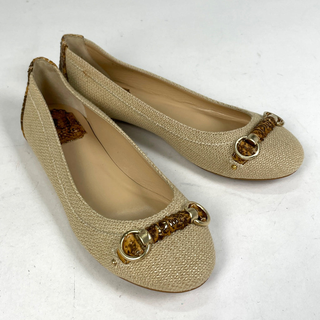クリスチャンディオール ロゴ パンプス フラットシューズ バレエシューズ 靴 パンプス ファブリック ベージュ レディース 【中古】brbag