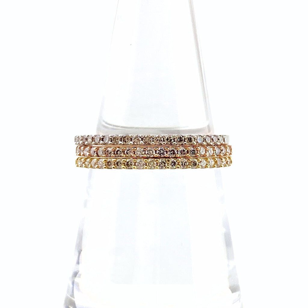 GSTV スリーカラー デザインリング YG イエローゴールド 指輪 メレダイヤ ３連 リング 12.5号 K18 ダイヤモンド レディース 【中古】brjwl