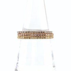 GSTV スリーカラー デザインリング YG イエローゴールド 指輪 メレダイヤ ３連 リング 12.5号 K18 ダイヤモンド レディース 【中古】brjwl