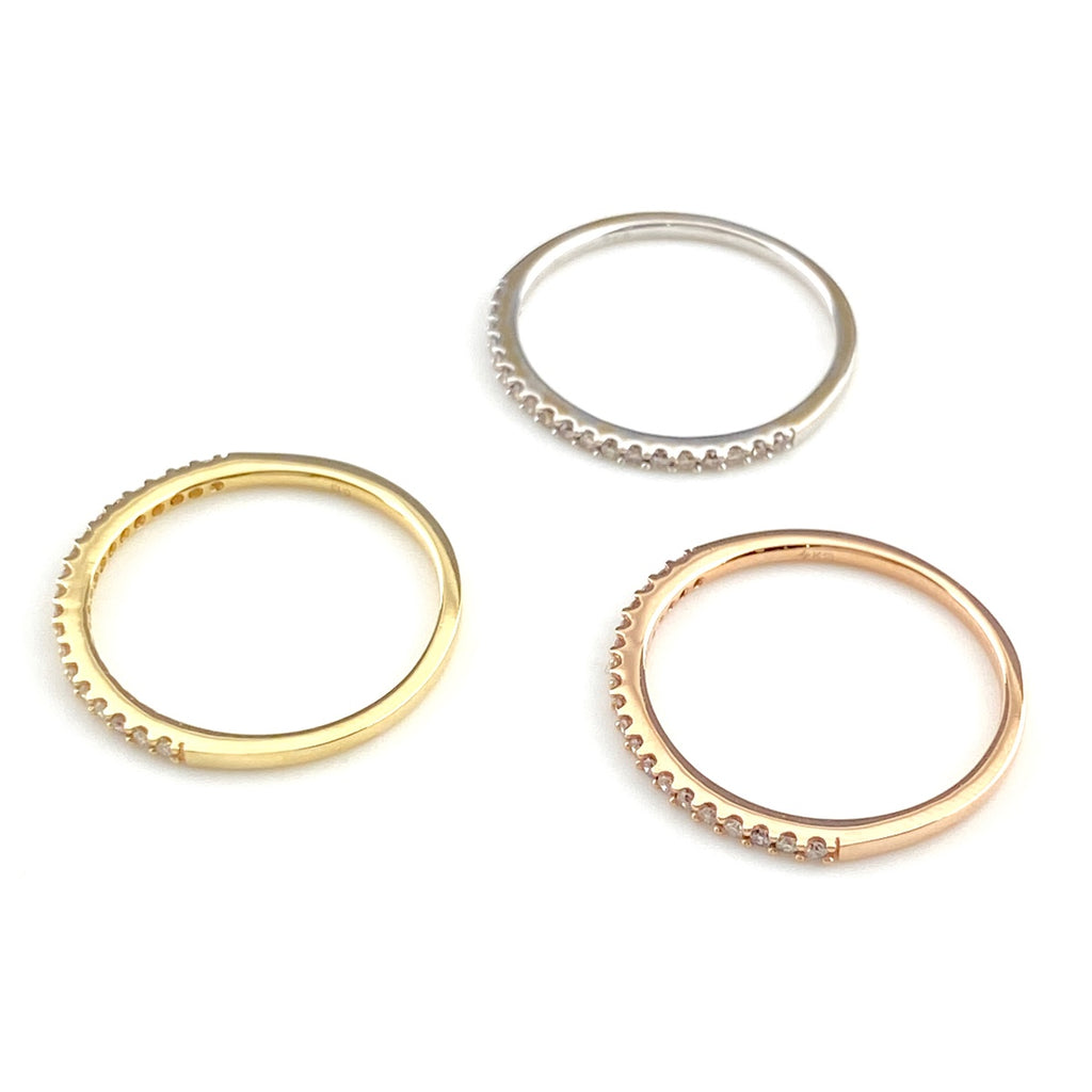 GSTV スリーカラー デザインリング YG イエローゴールド 指輪 メレダイヤ ３連 リング 12.5号 K18 ダイヤモンド レディース 【中古】brjwl