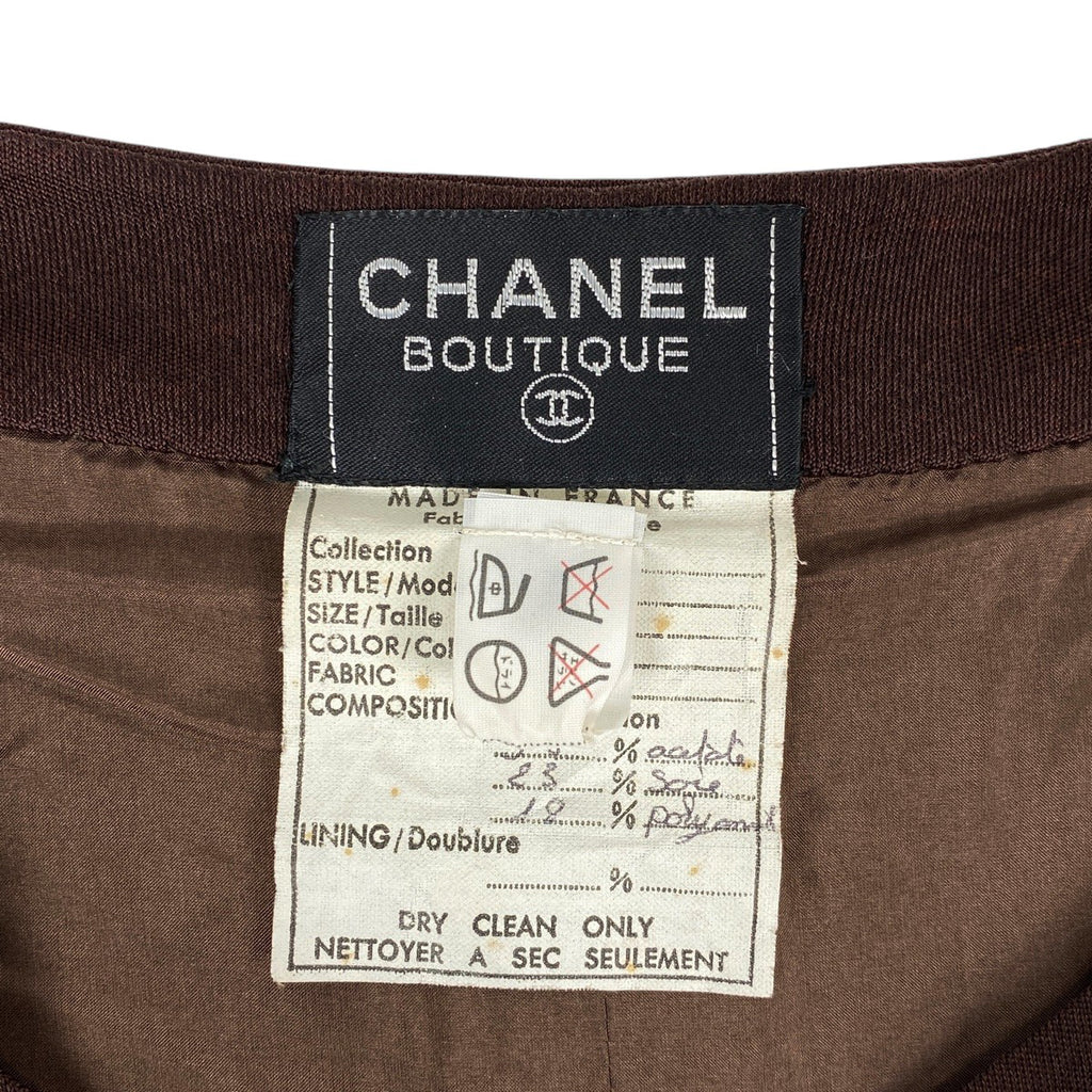 シャネル ココマークボタン ワンピース 長袖 23154 アセテート シルク ナイロン ブラウン レディース 【中古】brapp