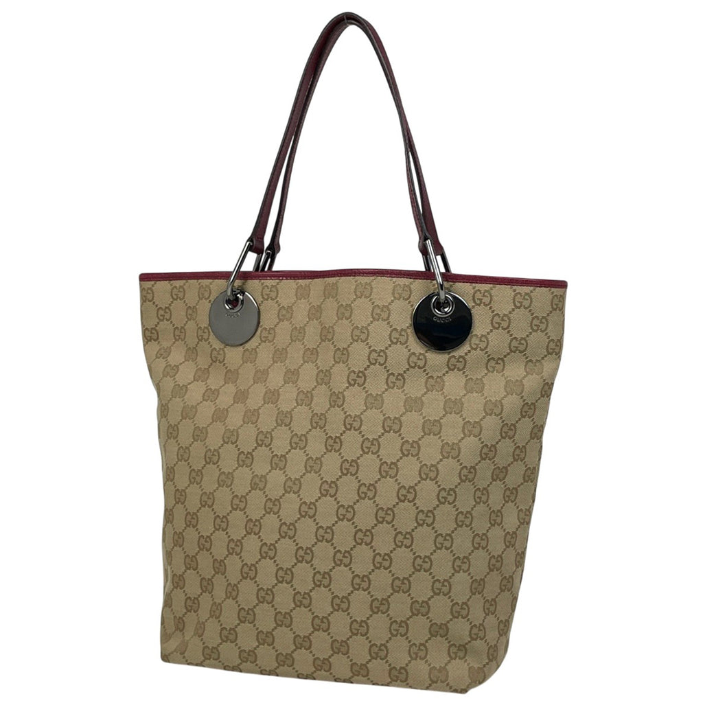 グッチ GG柄 トートバッグ ショルダーバッグ トートバッグ GGキャンバス ベージュ レッド 120836 レディース 【中古】brbag