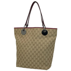 グッチ GG柄 トートバッグ ショルダーバッグ トートバッグ GGキャンバス ベージュ レッド 120836 レディース 【中古】brbag