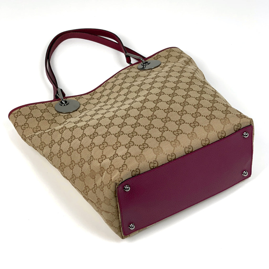 グッチ GG柄 トートバッグ ショルダーバッグ トートバッグ GGキャンバス ベージュ レッド 120836 レディース 【中古】brbag