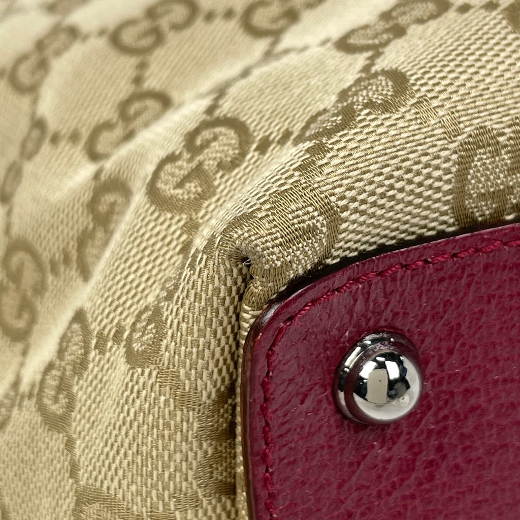 グッチ GG柄 トートバッグ ショルダーバッグ トートバッグ GGキャンバス ベージュ レッド 120836 レディース 【中古】brbag