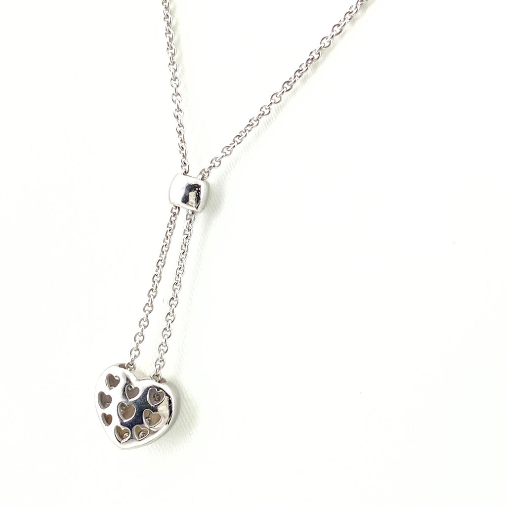 スタージュエリー ハートモチーフ デザインネックレス WG ホワイトゴールド ペンダント メレダイヤ ネックレス K18 750 ダイヤモンド レディース 【中古】brjwl