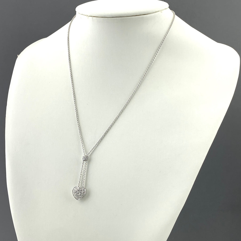 スタージュエリー ハートモチーフ デザインネックレス WG ホワイトゴールド ペンダント メレダイヤ ネックレス K18 750 ダイヤモンド レディース 【中古】brjwl
