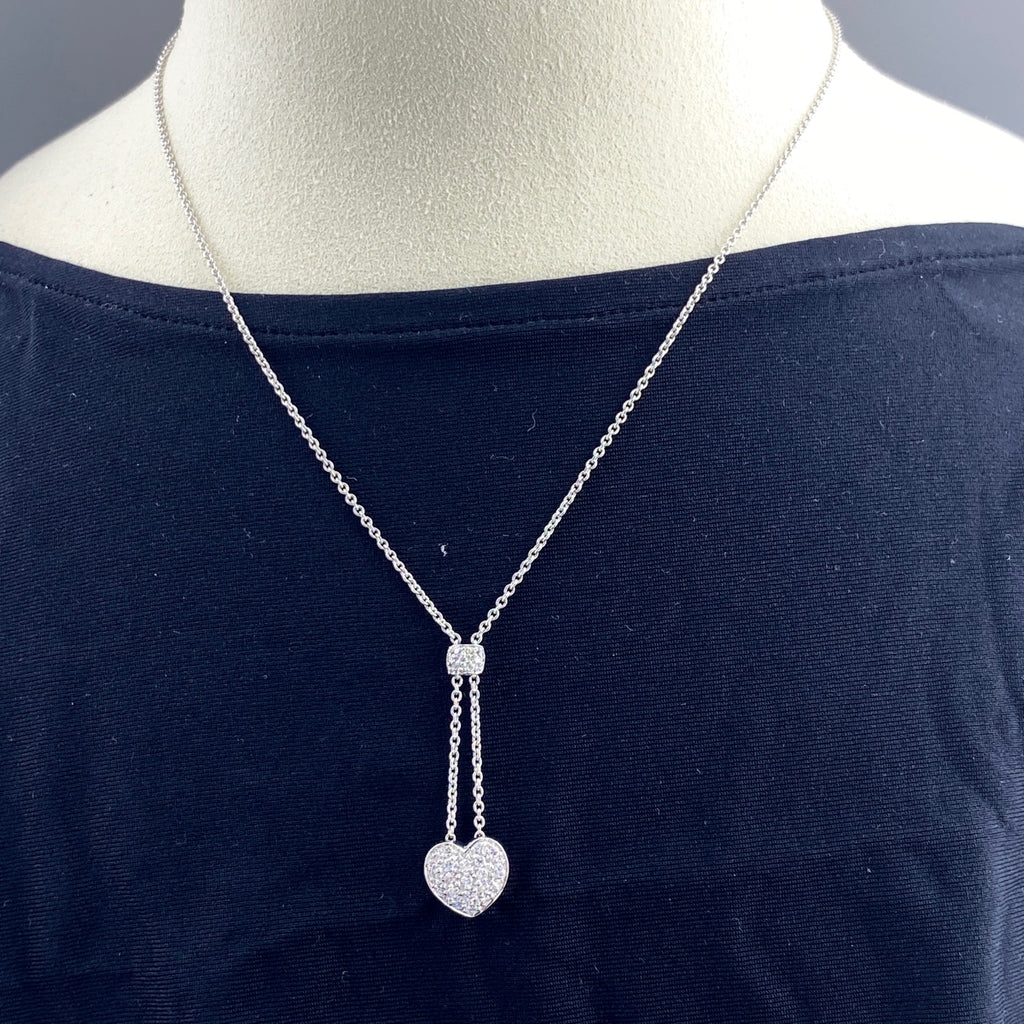 スタージュエリー ハートモチーフ デザインネックレス WG ホワイトゴールド ペンダント メレダイヤ ネックレス K18 750 ダイヤモンド レディース 【中古】brjwl