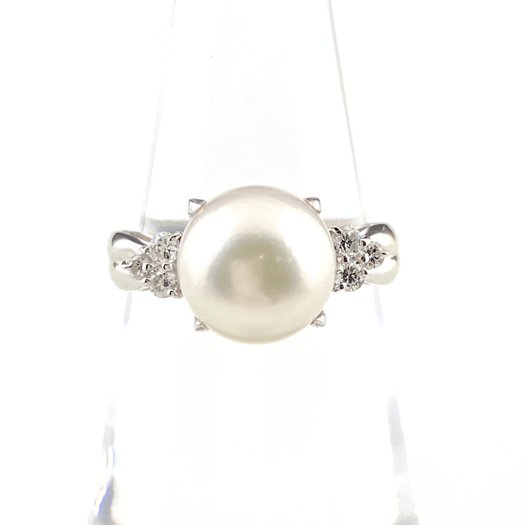 パール デザインリング プラチナ メレダイヤ 指輪 真珠 リング 12.5号 Pt900 パール ダイヤモンド レディース 【中古】nbjwl