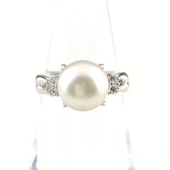 パール デザインリング プラチナ メレダイヤ 指輪 真珠 リング 12.5号 Pt900 パール ダイヤモンド レディース 【中古】nbjwl