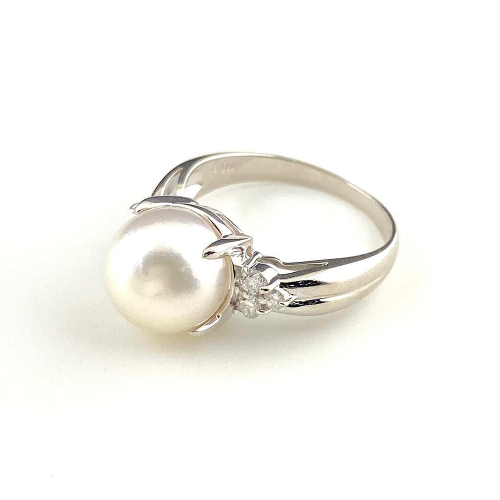 パール デザインリング プラチナ メレダイヤ 指輪 真珠 リング 12.5号 Pt900 パール ダイヤモンド レディース 【中古】nbjwl