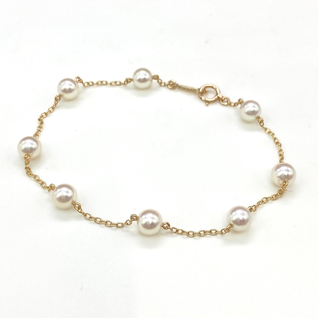 ミキモト パール デザインブレスレット YG イエローゴールド 腕輪 真珠 ブレスレット K14 パール レディース 【中古】brjwl