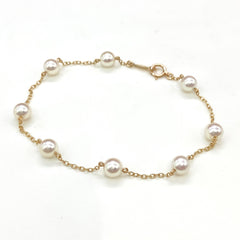 ミキモト パール デザインブレスレット YG イエローゴールド 腕輪 真珠 ブレスレット K14 パール レディース 【中古】brjwl