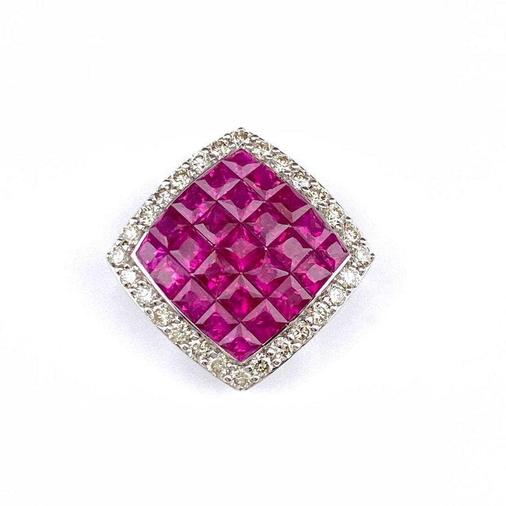 ルビー ペンダントトップ プラチナ メレダイヤ ペンダントトップ K18 WG ルビー レディース 【中古】nbjwl