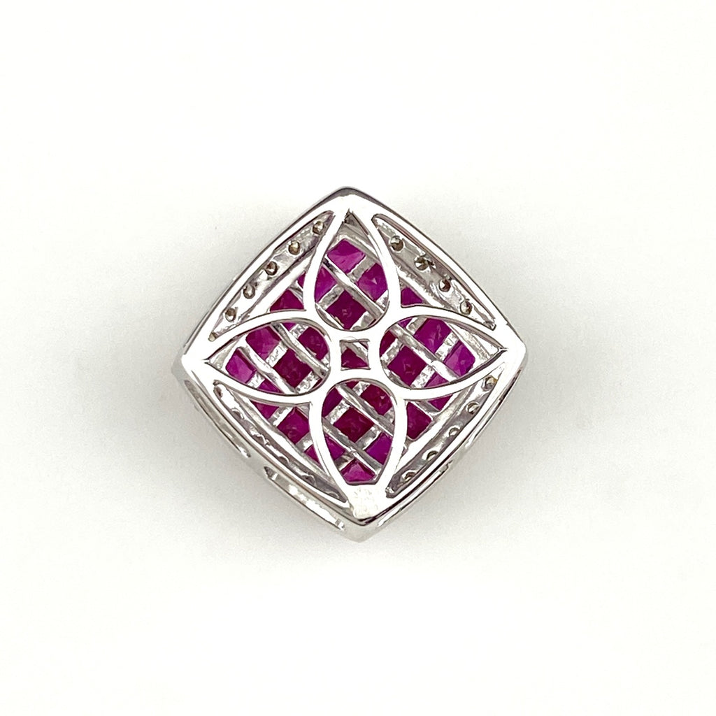 ルビー ペンダントトップ プラチナ メレダイヤ ペンダントトップ K18 WG ルビー レディース 【中古】nbjwl