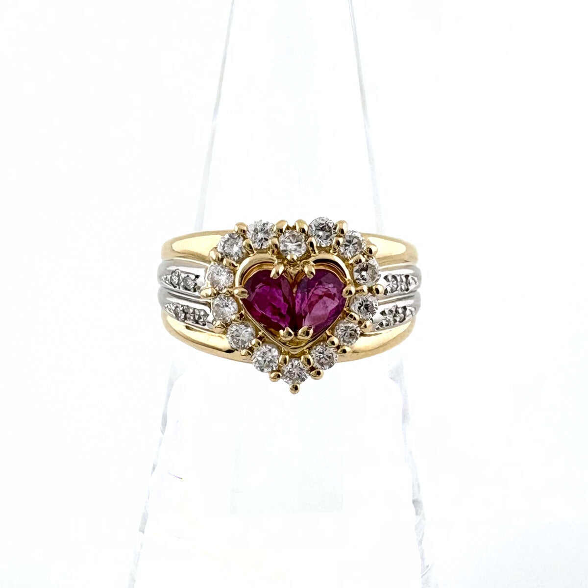 バイセル公式】ルビー デザインリング プラチナ YG イエローゴールド