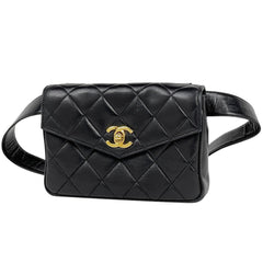 シャネル ココマーク ウエストバッグ マトラッセ ウエストポーチ ボディバッグ レザー ブラック レディース 【中古】brbag