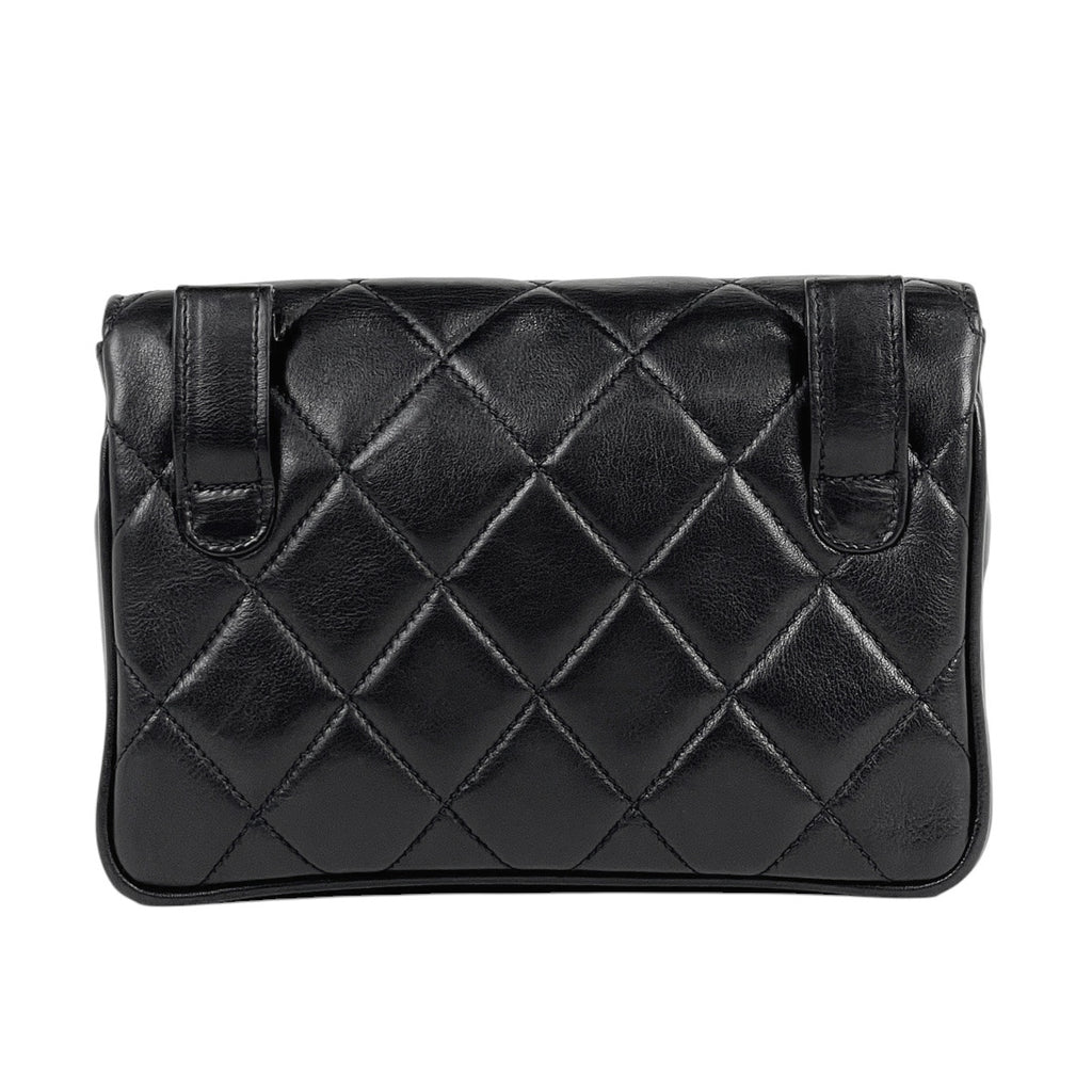 シャネル ココマーク ウエストバッグ マトラッセ ウエストポーチ ボディバッグ レザー ブラック レディース 【中古】brbag