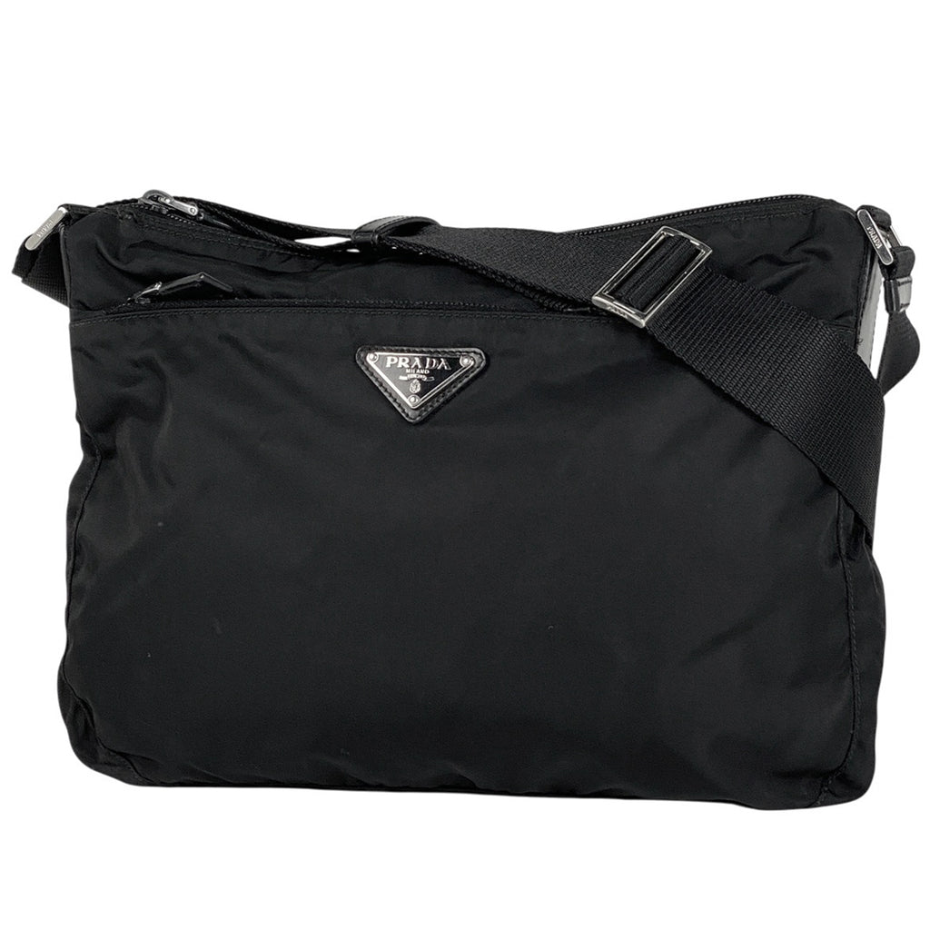 プラダ ロゴプレート ショルダーバッグ 斜め掛け ショルダーバッグ ナイロン ネロ(ブラック) レディース 【中古】brbag