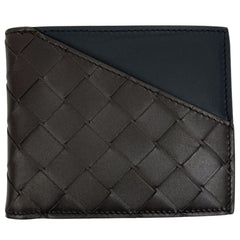 ボッテガヴェネタ イントレチャート 二つ折り 財布 札入れ 二つ折り財布 レザー ダークブラウン ブラック メンズ 【中古】brbag