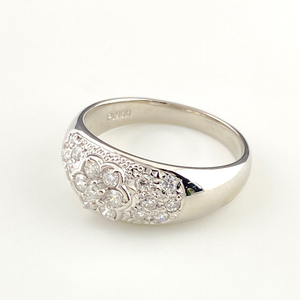ダイヤモンド Pt900 フラワー リング 15.5号 0.54ct レディース 中古 nbjwl