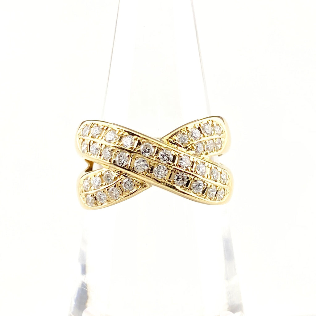 メレダイヤ デザインリング YG イエローゴールド 指輪 リング 13.5号 K18 ダイヤモンド レディース 【中古】nbjwl