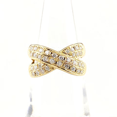 メレダイヤ デザインリング YG イエローゴールド 指輪 リング 13.5号 K18 ダイヤモンド レディース 【中古】nbjwl