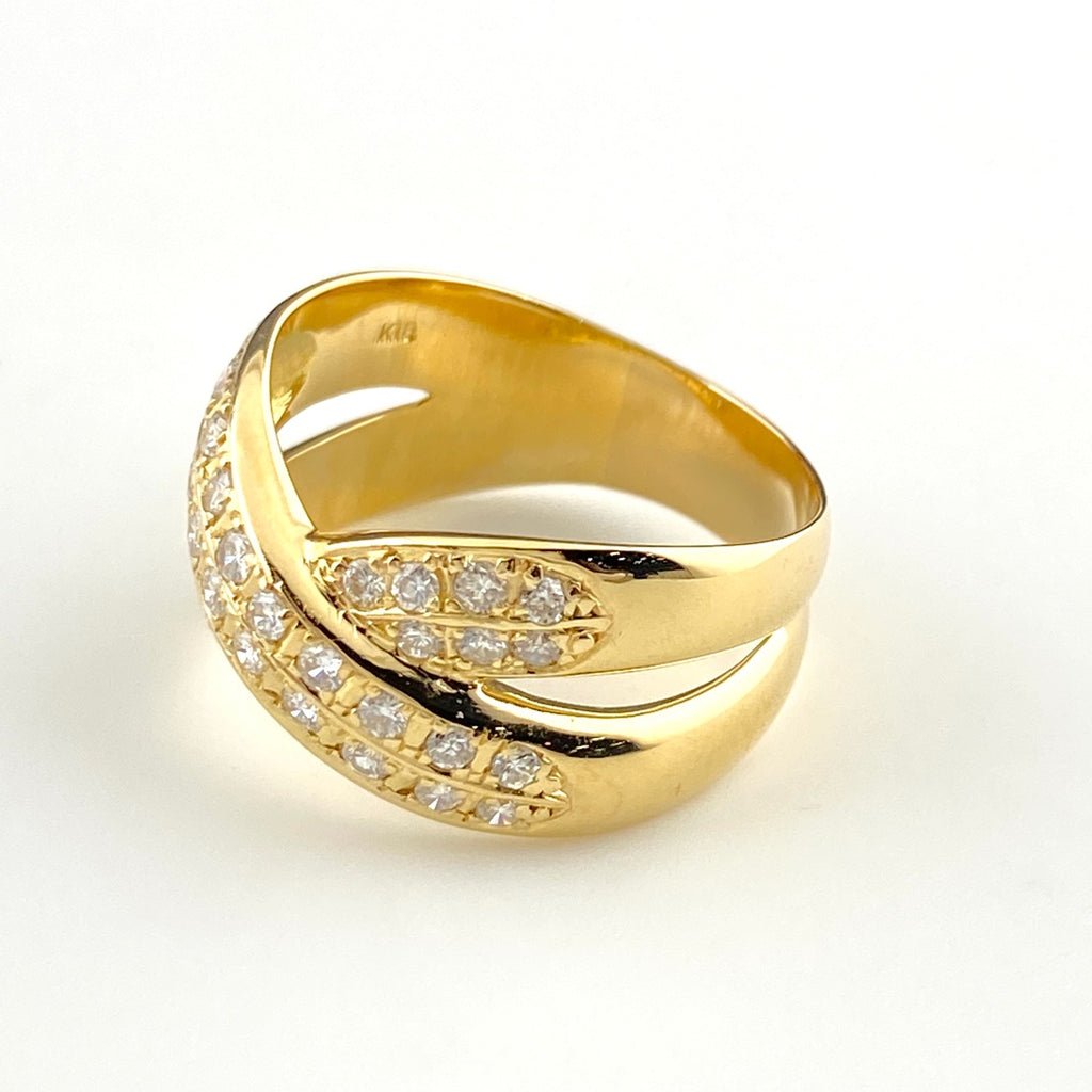 メレダイヤ デザインリング YG イエローゴールド 指輪 リング 13.5号 K18 ダイヤモンド レディース 【中古】nbjwl