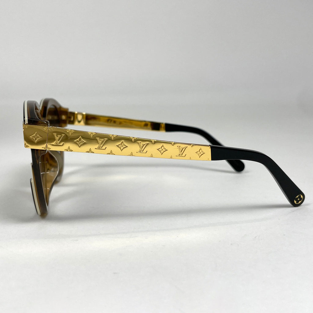 ルイ・ヴィトン LV プティ スプソン キャットアイ アイウェア グラデーション モノグラム サングラス メタル ゴールド ブラック Z1857E レディース 【中古】brbag