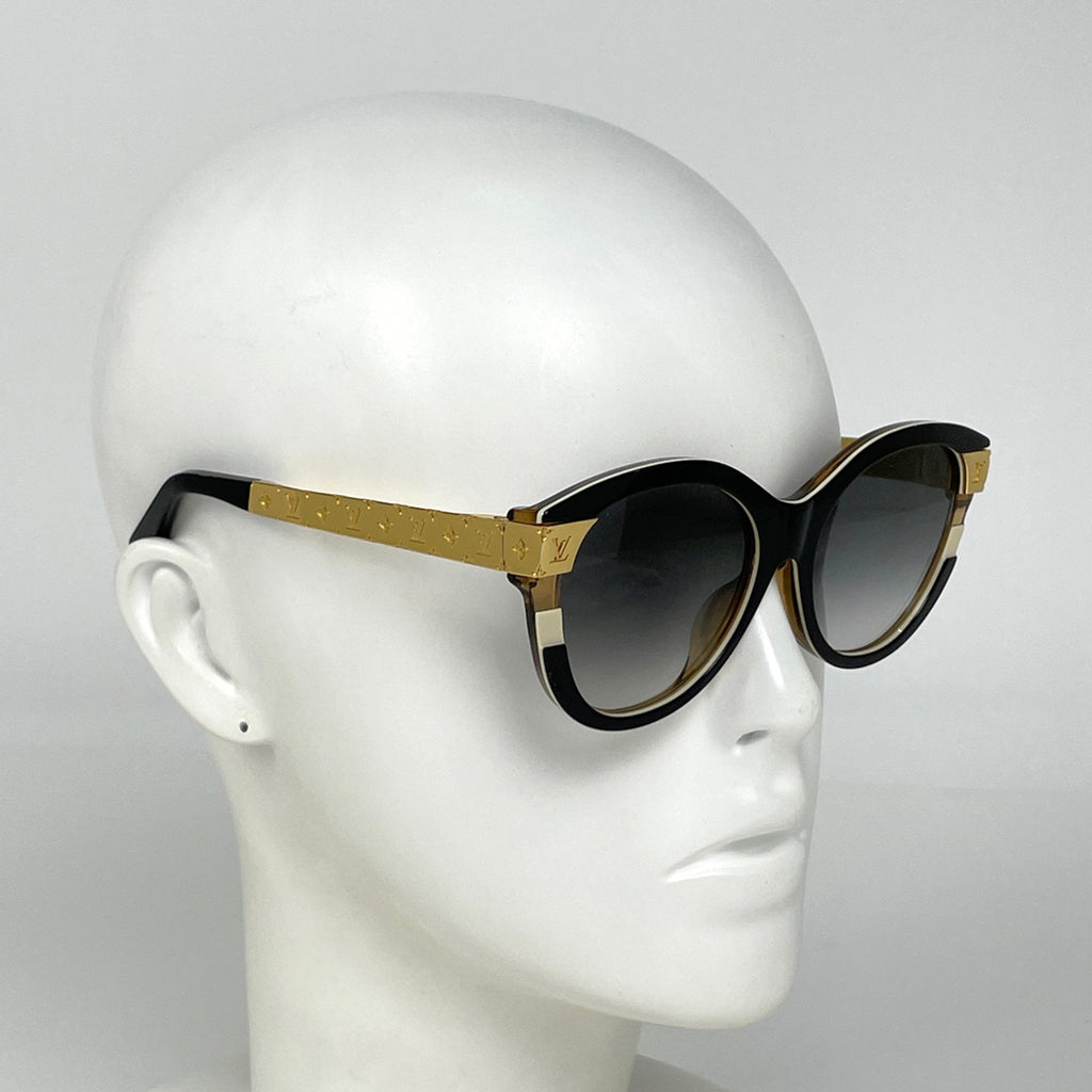 ルイ・ヴィトン LV プティ スプソン キャットアイ アイウェア グラデーション モノグラム サングラス メタル ゴールド ブラック Z1857E レディース 【中古】brbag
