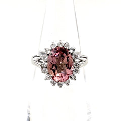 インペリアルトパーズ デザインリング メレダイヤ 指輪 リング 6.5号 Pt900 トパーズ ダイヤモンド レディース ノンブランドジュエリー 【中古】nbjwl