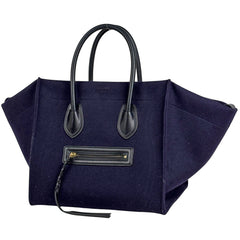 セリーヌ スモールスクエア ラゲージ ファントム 手提げ トート ハンドバッグ ファブリック パープル ブラック レディース ブランドバッグ・小物 【中古】brbag