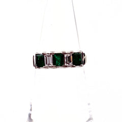 エメラルド デザインリング プラチナ 指輪 メレダイヤ リング 11号 Pt900 エメラルド ダイヤモンド レディース ノンブランドジュエリー 【中古】nbjwl