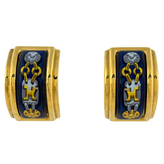 エルメス エマイユ イヤリング 七宝焼き イヤリング GP ゴールド ネイビー レディース ブランドアクセサリー 【中古】bracc