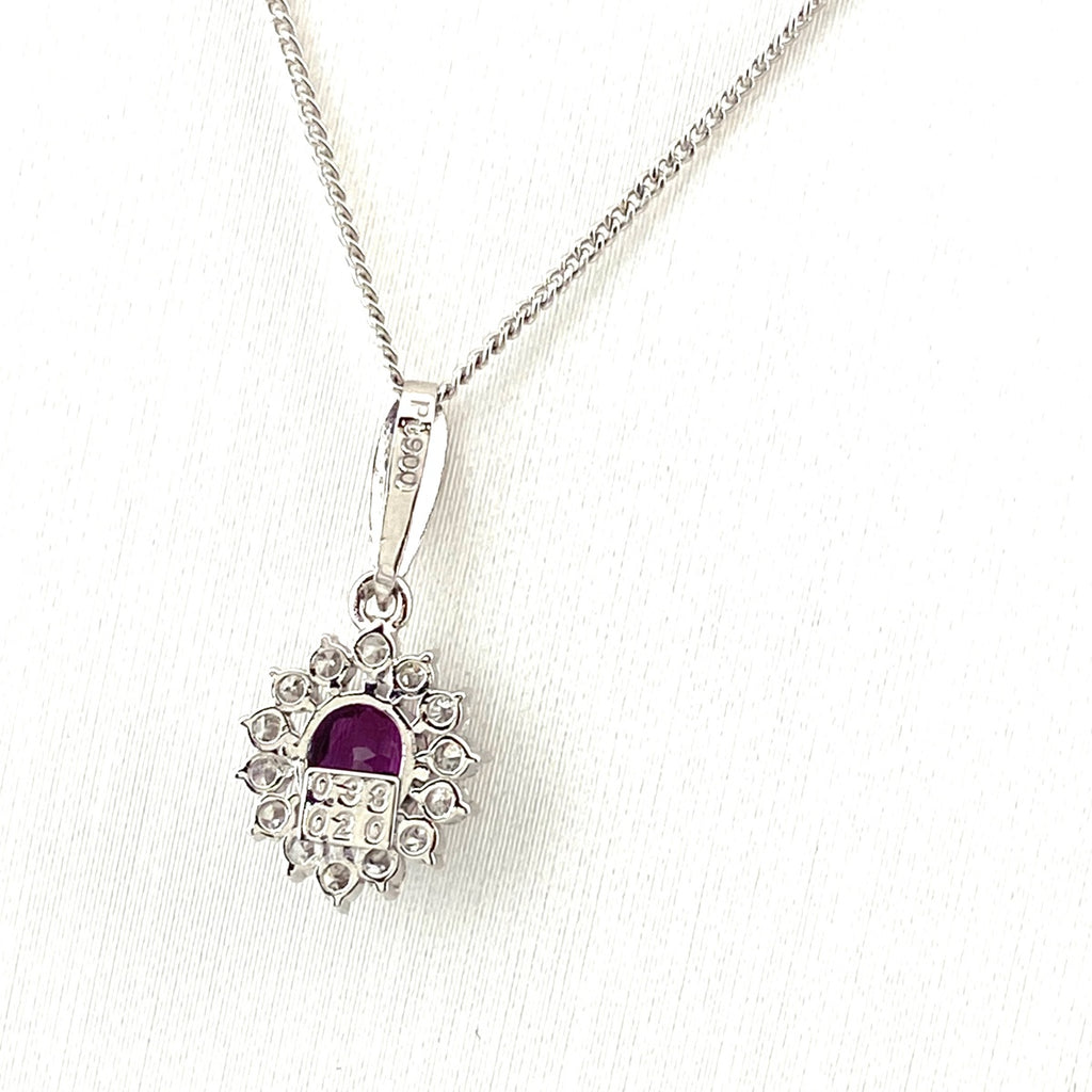 ルビー デザインネックレス プラチナ メレダイヤ ペンダント ネックレス Pt900 Pt850 ルビー レディース 【中古】nbjwl