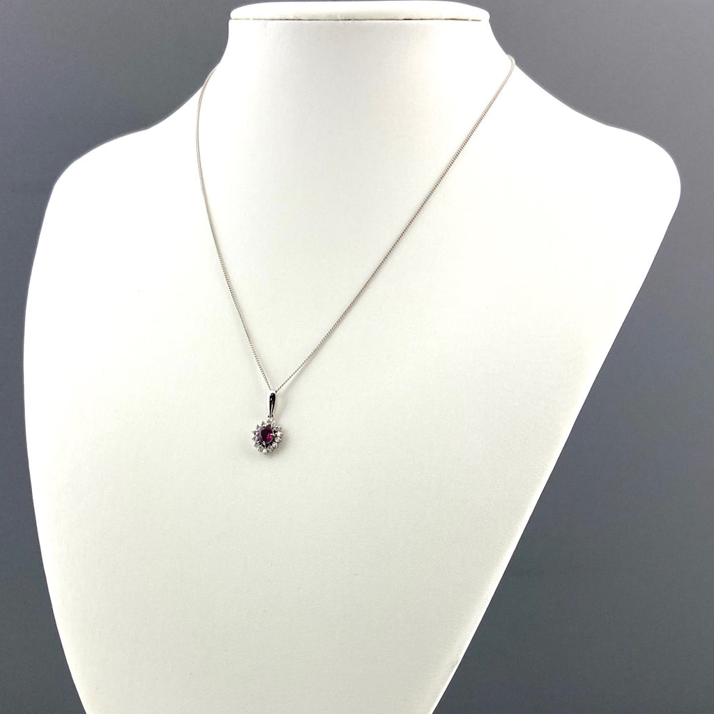 ルビー デザインネックレス プラチナ メレダイヤ ペンダント ネックレス Pt900 Pt850 ルビー レディース 【中古】nbjwl