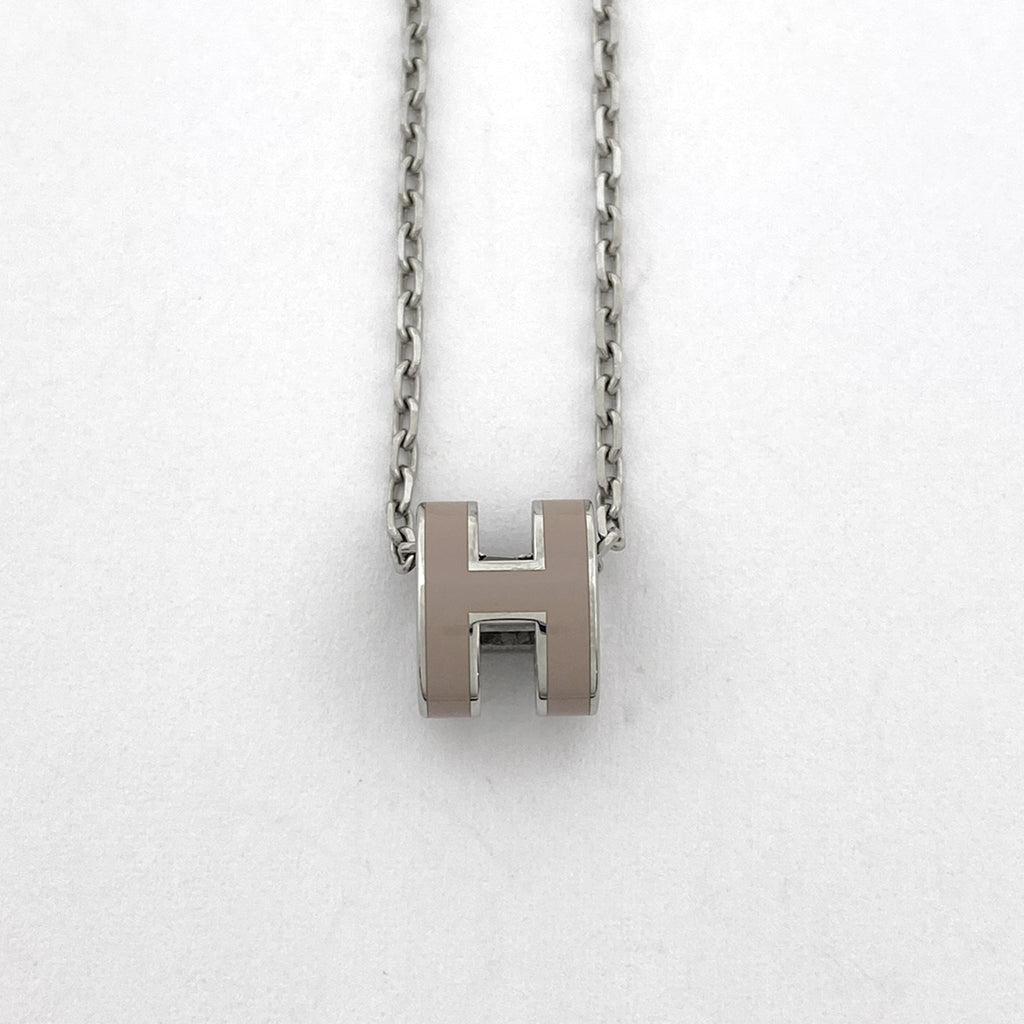 エルメス ミニポップアッシュ ネックレス POP H ネックレス シルバー シルバー ベージュ レディース 【中古】bracc