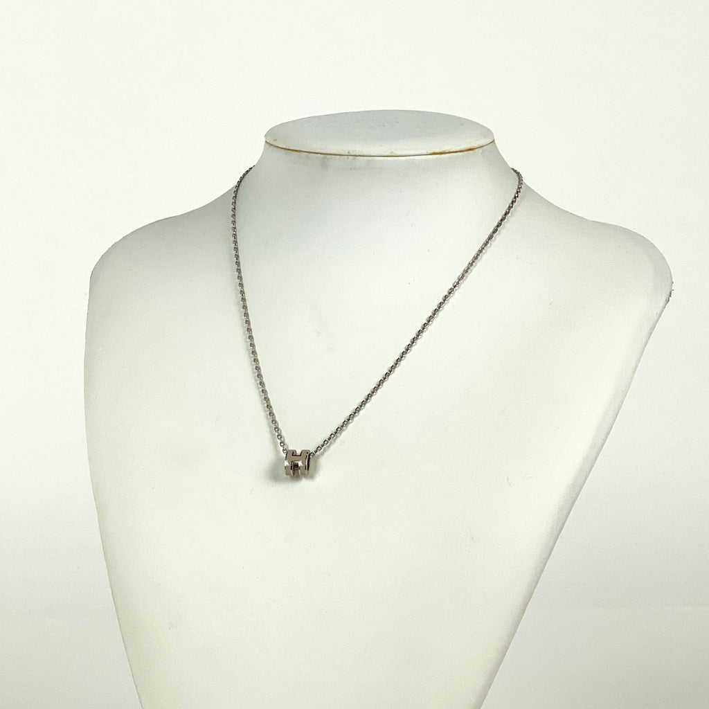 エルメス ミニポップアッシュ ネックレス POP H ネックレス シルバー シルバー ベージュ レディース 【中古】bracc