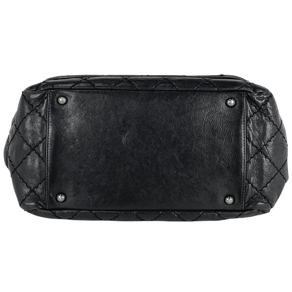 シャネル ココマーク チェーン ショルダーバッグ ワイルドステッチ ワンショルダー ショルダーバッグ レザー ブラック レディース 【中古】brbag