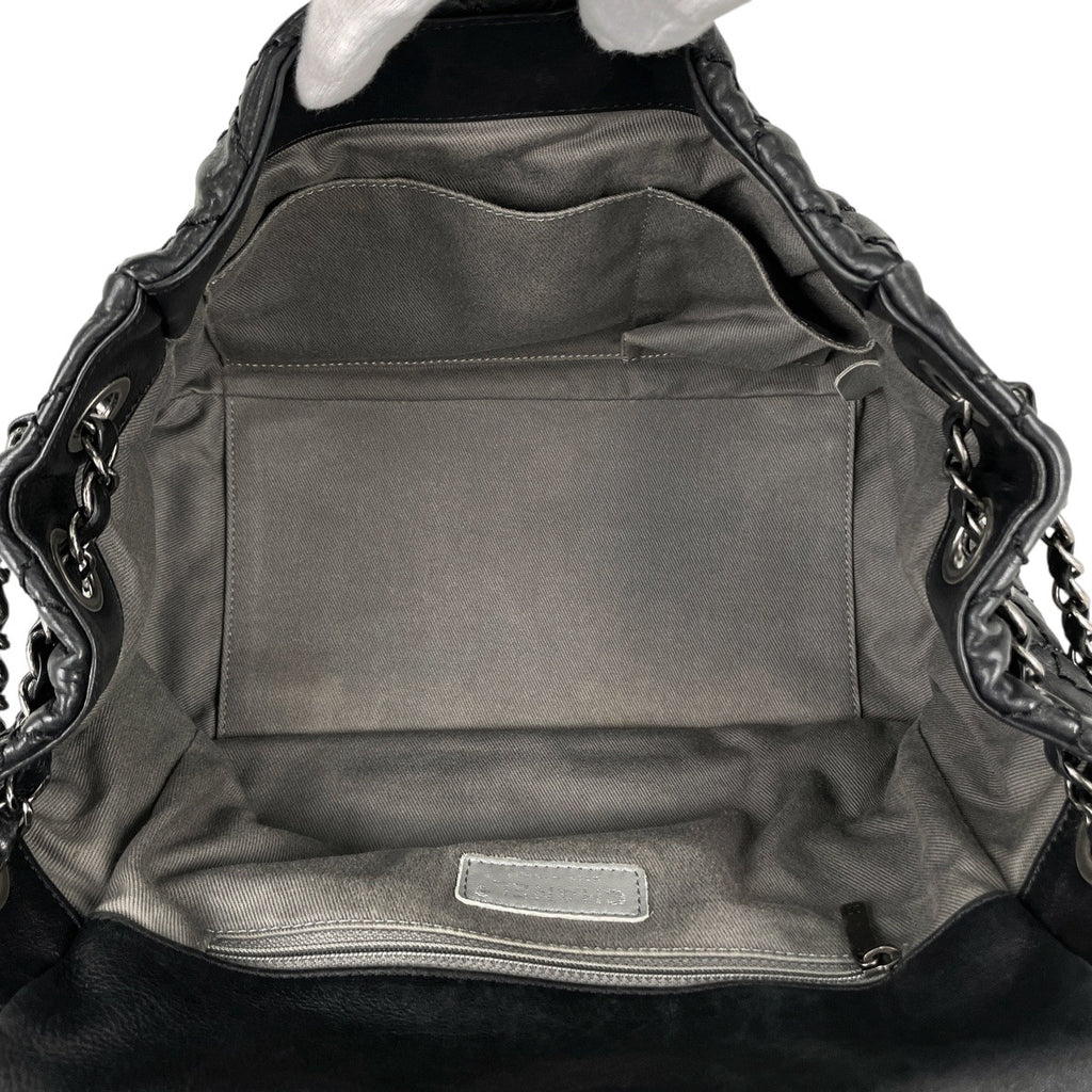 シャネル ココマーク チェーン ショルダーバッグ ワイルドステッチ ワンショルダー ショルダーバッグ レザー ブラック レディース 【中古】brbag