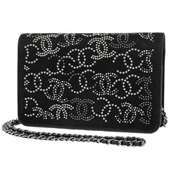 シャネル ココマーク チェーン ウォレット 財布 ショルダーバッグ キャンバス ブラック レディース 【中古】brbag