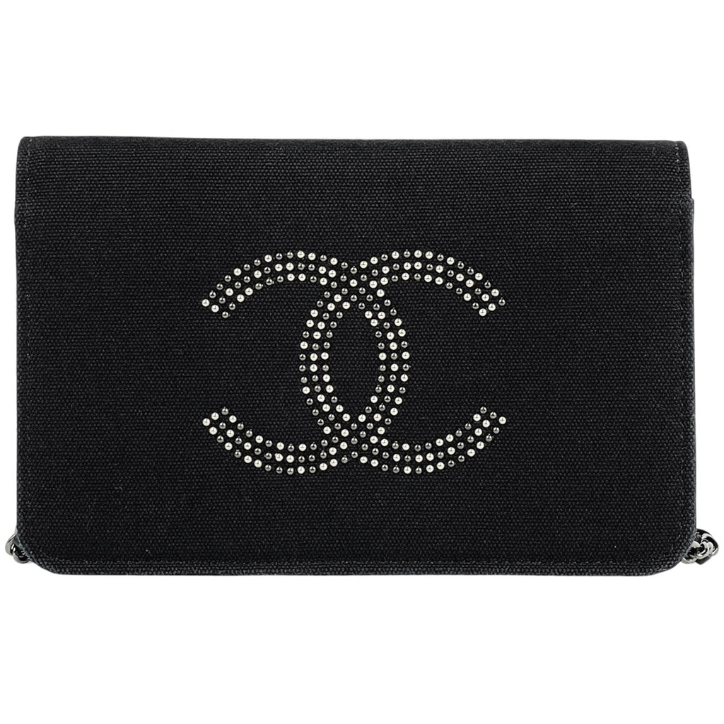 シャネル ココマーク チェーン ウォレット 財布 ショルダーバッグ キャンバス ブラック レディース 【中古】brbag