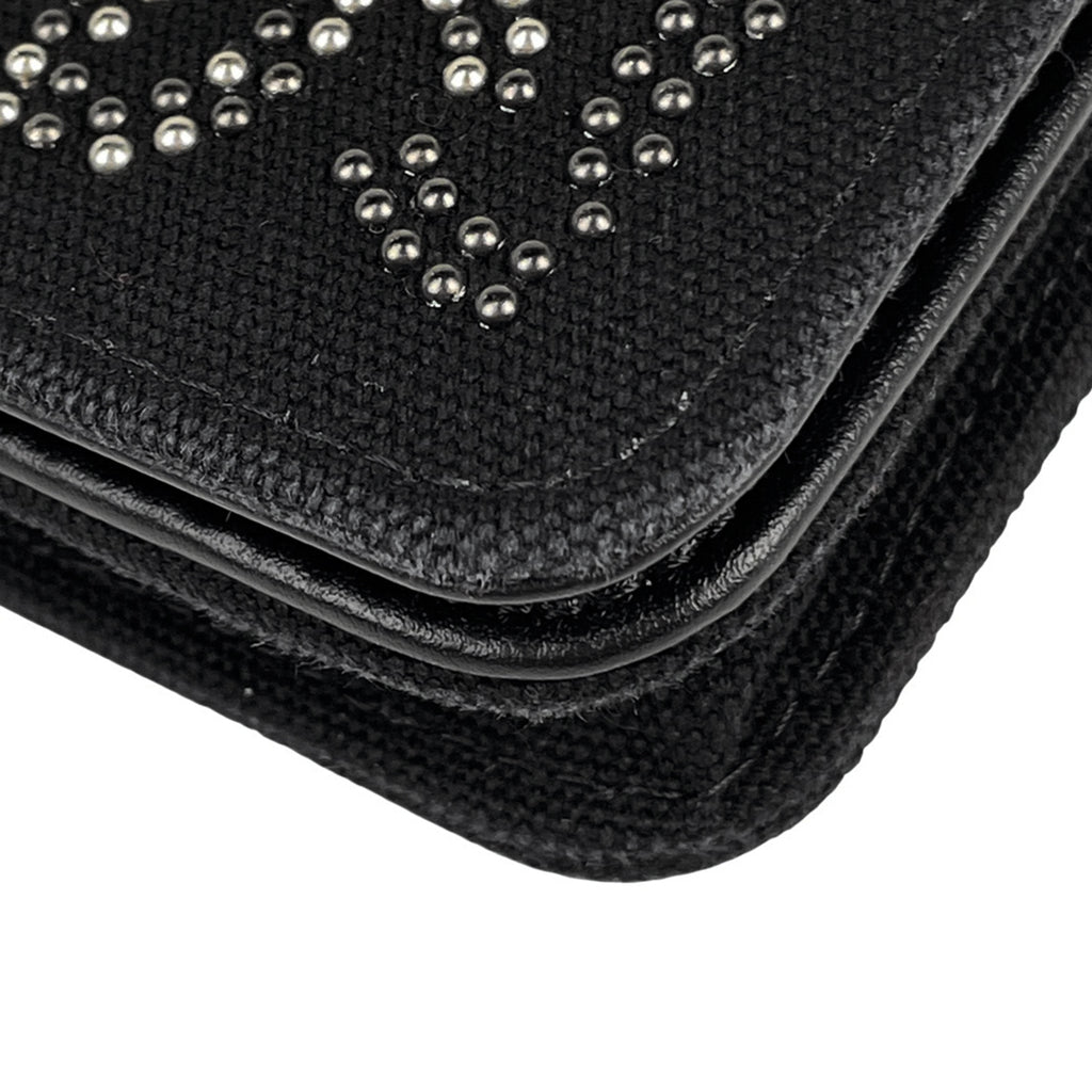 シャネル ココマーク チェーン ウォレット 財布 ショルダーバッグ キャンバス ブラック レディース 【中古】brbag