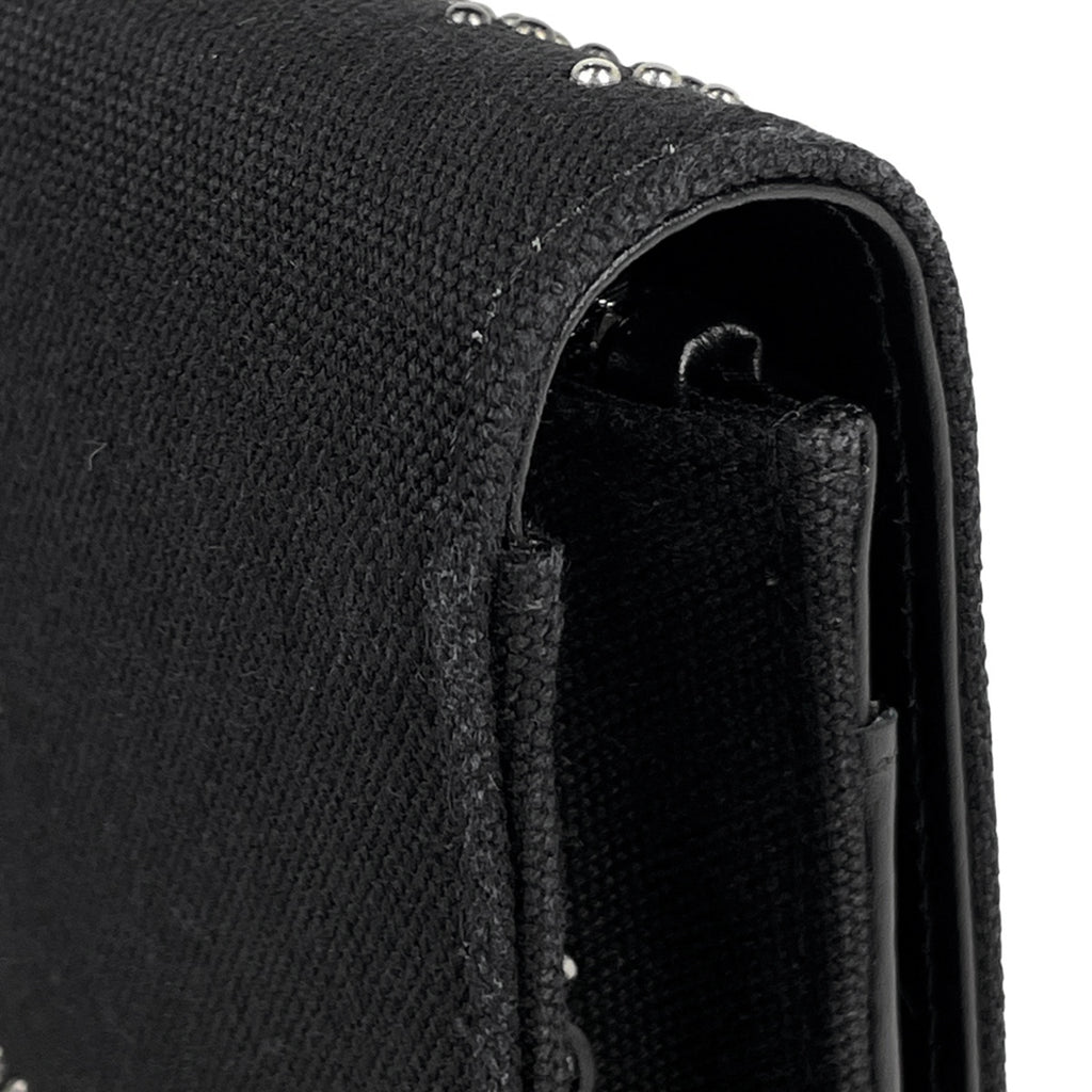 シャネル ココマーク チェーン ウォレット 財布 ショルダーバッグ キャンバス ブラック レディース 【中古】brbag