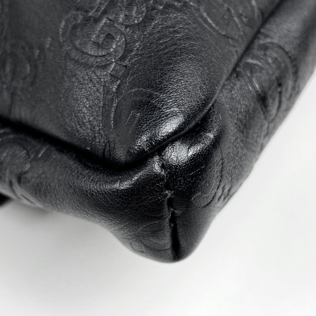 グッチ GG柄 ウエストバッグ シグネチャー ウエストポーチ ボディバッグ ボディバッグ シマレザー ブラック 162916 レディース 【中古】brbag