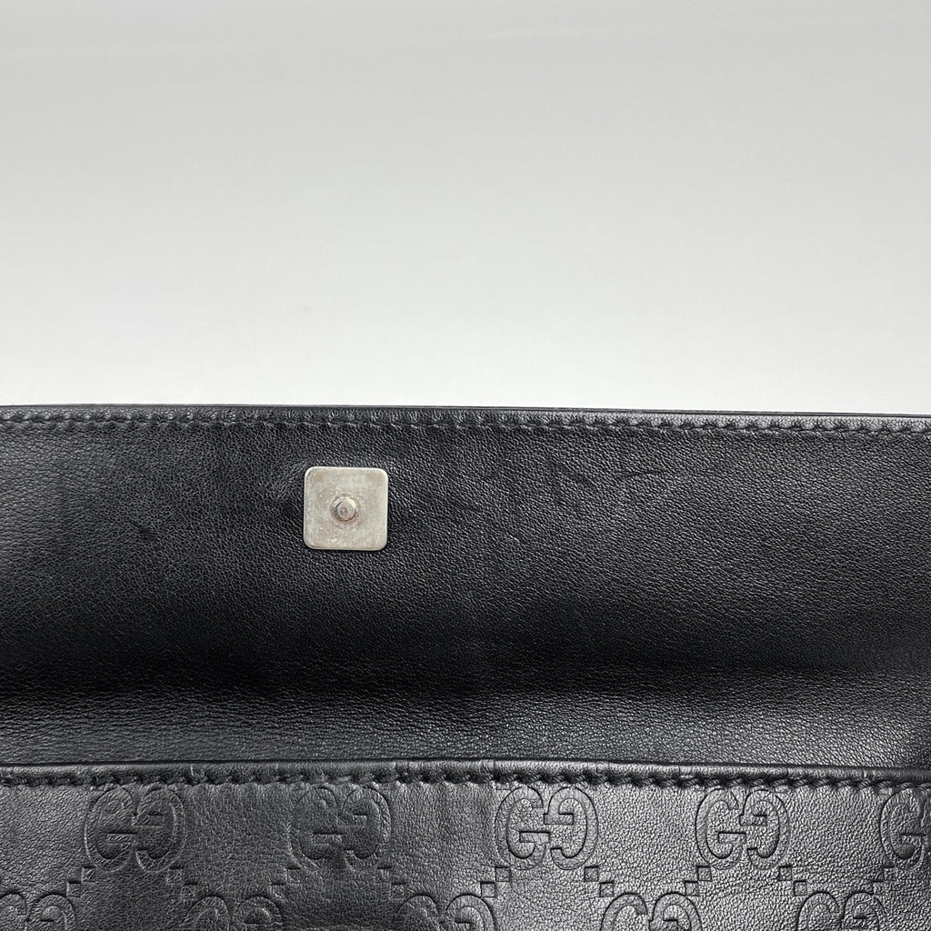 グッチ GG柄 ウエストバッグ シグネチャー ウエストポーチ ボディバッグ ボディバッグ シマレザー ブラック 162916 レディース 【中古】brbag