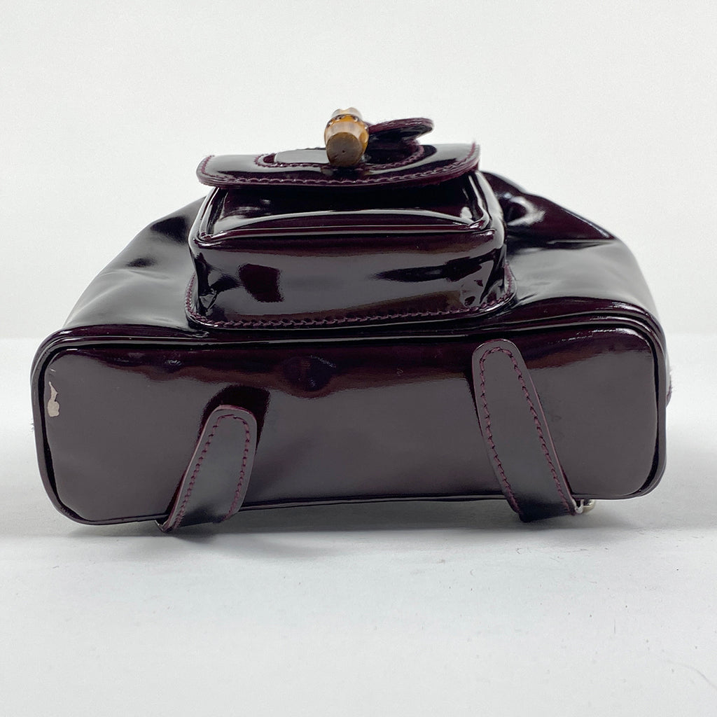 グッチ バンブー ミニ リュックサック バックパック デイパック 005 781 0819 エナメル リュック パテントレザー ボルドー レディース 【中古】brbag