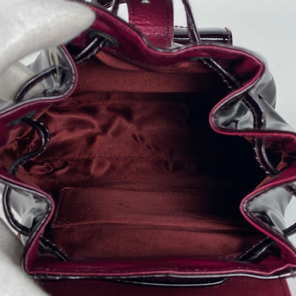 グッチ バンブー ミニ リュックサック バックパック デイパック 005 781 0819 エナメル リュック パテントレザー ボルドー レディース 【中古】brbag