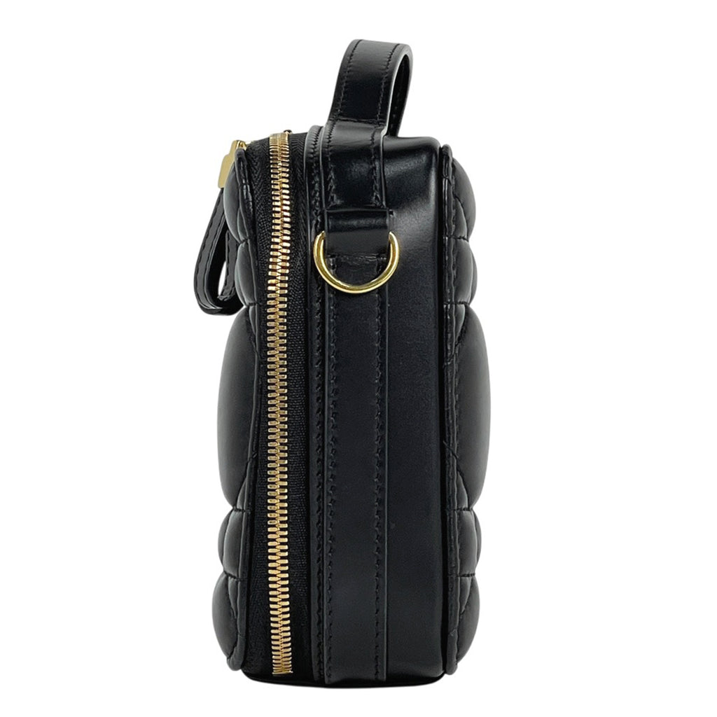 クリスチャンディオール トップハンドル ハンドバッグ カナージュ ポーチ 2WAY ショルダーバッグ ハンドバッグ レザー ブラック レディース 【中古】brbag